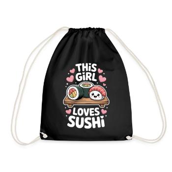 Sushi Japan Girl Lustiges Kawaii Sushi Geschenk - Turnbeutel - Schwarz - Vorne