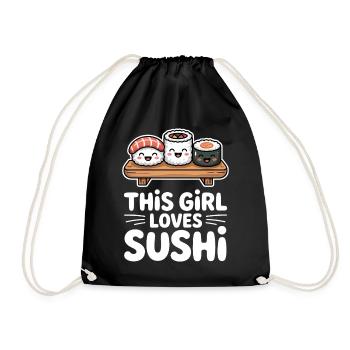 Sushi Japan Girl Lustiges Kawaii Sushi Geschenk - Turnbeutel - Schwarz - Vorne