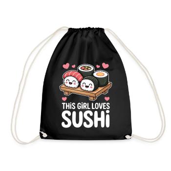Sushi Japan Girl Lustiges Kawaii Sushi Geschenk - Turnbeutel - Schwarz - Vorne