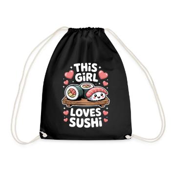 Sushi Japan Girl Lustiges Kawaii Sushi Geschenk - Turnbeutel - Schwarz - Vorne