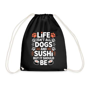 Sushi Hunde Japan Lustiges Kawaii Sushi Geschenk - Turnbeutel - Schwarz - Vorne