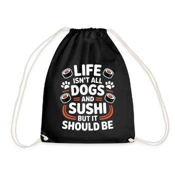 Sushi Hunde Japan Lustiges Kawaii Sushi Geschenk - Turnbeutel - Schwarz - Vorne