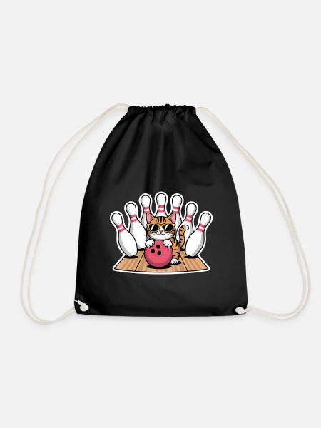 Bowling Spruch Katzen Lustiges Bowling Geschenk - Turnbeutel - Schwarz