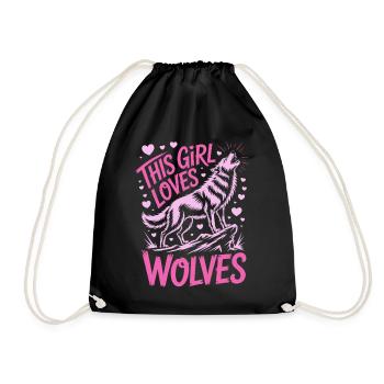 Wolf Saying, Wolves Sayings, Funny Wolf Gift - Drawstring Bag - black - Front