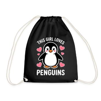 Pinguin Spruch Lustige Pinguine Geschenk - Turnbeutel - Schwarz - Vorne