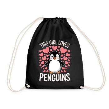Pinguin Spruch Lustige Pinguine Geschenk - Turnbeutel - Schwarz - Vorne