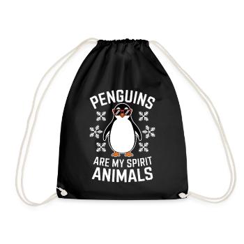 Pinguin Spruch Lustige Pinguine Geschenk - Turnbeutel - Schwarz - Vorne