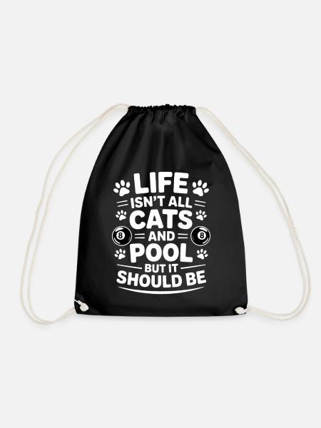 Pool Billiard Saying Funny Pool Billiard Gift - Drawstring Bag - black