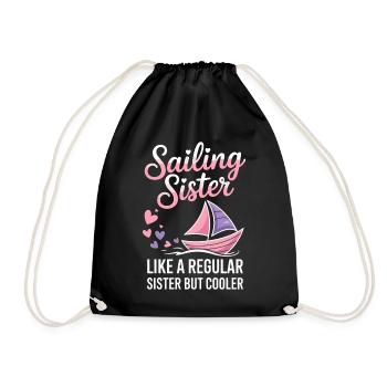 Segeln Spruch Schwester Segler Segeln Geschenk - Turnbeutel - Schwarz - Vorne