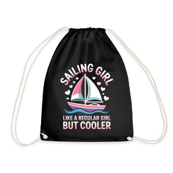 Segeln Spruch Mädchen Segler Segeln Geschenk - Turnbeutel - Schwarz - Vorne