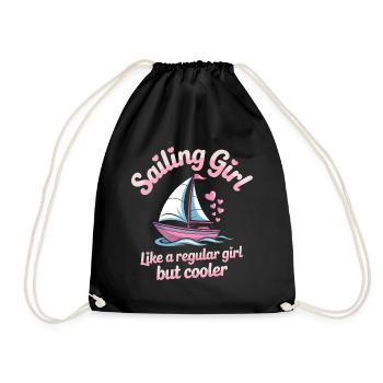 Sailing Saying Girl Sailor Sailing Gift - Drawstring Bag - black - Front