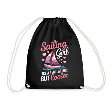 Segeln Spruch Mädchen Segler Segeln Geschenk - Turnbeutel - Schwarz - Vorne