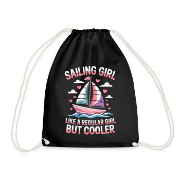 Sailing Saying Girl Sailor Sailing Gift - Drawstring Bag - black - Front