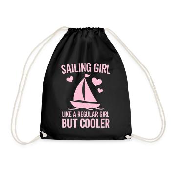 Sailing Saying Girl Sailor Sailing Gift - Drawstring Bag - black - Front