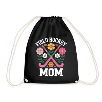 Field Hockey Saying Mom Funny Field Hockey Gift - Drawstring Bag - black - Front