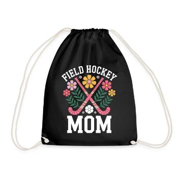 Feldhockey Spruch Mama Lustige Feldhockey Geschenk - Turnbeutel - Schwarz - Vorne