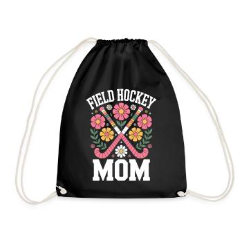 Field Hockey Saying Mom Funny Field Hockey Gift - Drawstring Bag - black - Front