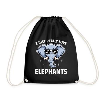 Elephant Saying Africa Funny Elephant Gift - Drawstring Bag - black - Front