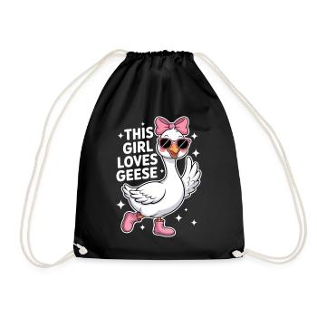 Gans Spruch Mädchen Gänse Lustiges Gans Geschenk - Turnbeutel - Schwarz - Vorne