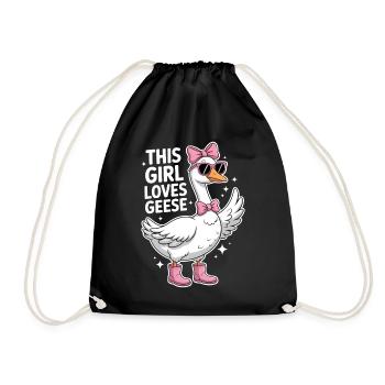 Gans Spruch Mädchen Gänse Lustiges Gans Geschenk - Turnbeutel - Schwarz - Vorne