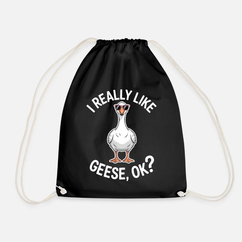Goose Saying Geese Funny Goose Gift - Drawstring Bag - black