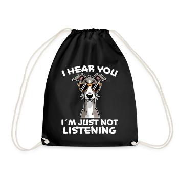 Greyhound Saying, Greyhound Joke, Greyhound Gift - Drawstring Bag - black - Front