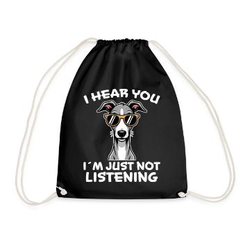 Greyhound Saying, Greyhound Joke, Greyhound Gift - Drawstring Bag - black - Front