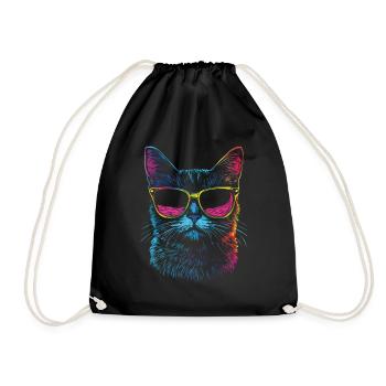 Chats avec des lunettes de soleil - Sac de sport léger - noir - Devant