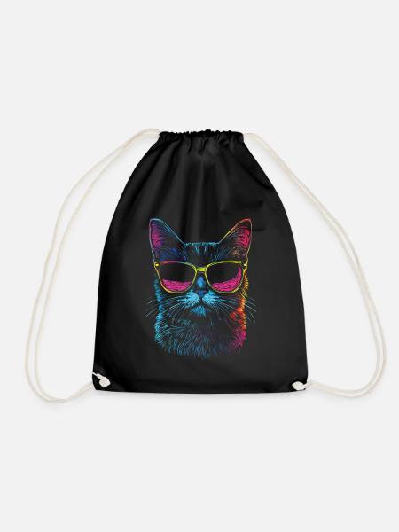 Katzen mit Sonnenbrille - Turnbeutel - Schwarz