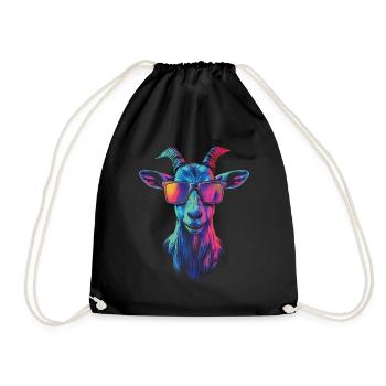 Chèvre arc-en-ciel cool avec lunettes de soleil - Sac de sport léger - noir - Devant