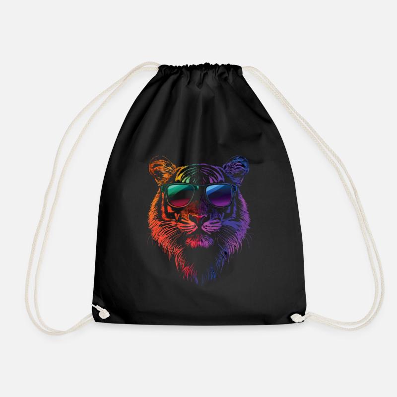 Tiger Colorful Sunglasses - Drawstring Bag - black