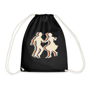 Square Dance Dancing Retro Line Art - Drawstring Bag - black - Front