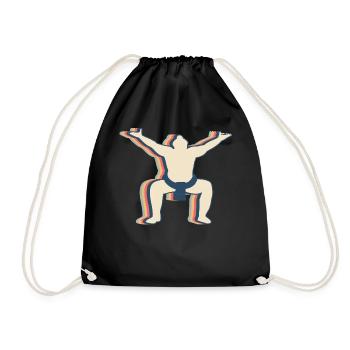 Sumo Lutte Japonais Sumo Lutteur Rétro - Sac de sport léger - noir - Devant