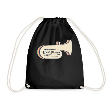Tuba Instrument Tubist Retro Line Art - Sac de sport léger - noir - Devant
