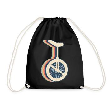 Unicycling Unicycle Retro Line Art - Drawstring Bag - black - Front