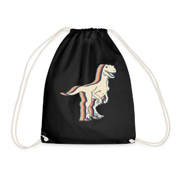 Velociraptor Dinosaur Retro Line Art - Drawstring Bag - black - Front
