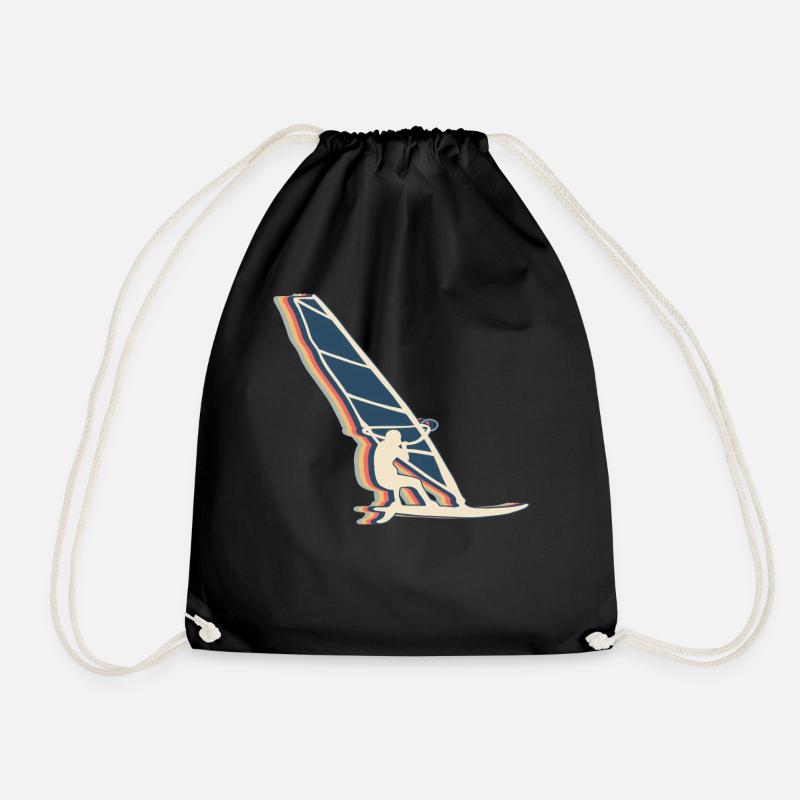 Windsurfer Windsurfen Retro Line Art - Turnbeutel - Schwarz