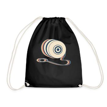 Yoyo Toy Retro Line Art - Drawstring Bag - black - Front