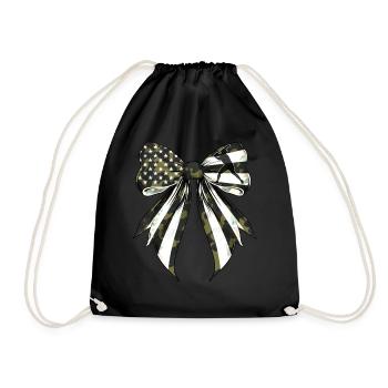 Coquette Bow Baseball Spieler Tarnfarbe US Flagge - Turnbeutel - Schwarz - Vorne