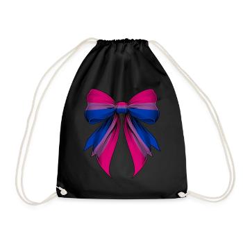 Coquette Bow Bisexual Pride Flag Bi LGBTQ - Drawstring Bag - black - Front