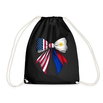 Coquette Bow Philippines Filipino Filipina Pride - Drawstring Bag - black - Front