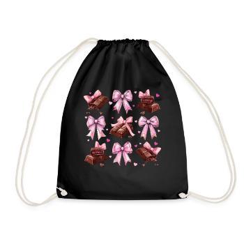 Flirtatious Bow Chocolate Chocolate Bar Girl Mom - Drawstring Bag - black - Front