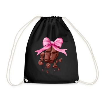Flirtatious Bow Chocolate Chocolate Bar Girl Mom - Drawstring Bag - black - Front