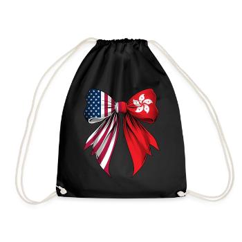 Coquette Bow Hong Kong Roots Hong Kongers Pride - Drawstring Bag - black - Front