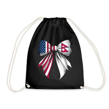 Coquette Bow Nepal Roots Heritage Nepali Pride - Drawstring Bag - black - Front