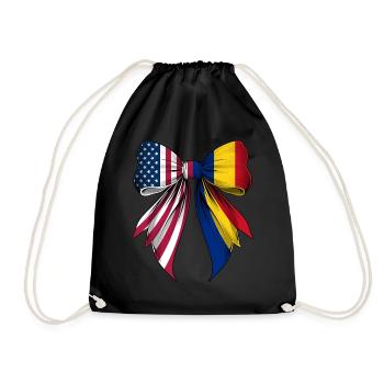 Coquette Bow Romania Roots Heritage Romanian - Drawstring Bag - black - Front