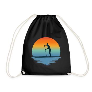 Stand Up Paddleboarding Sunset Wassersport Paddel - Turnbeutel - Schwarz - Vorne