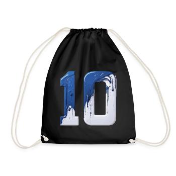 NO. 10 NUMBER 10 BLUE WHITE 10TH BIRTHDAY - Drawstring Bag - black - Front