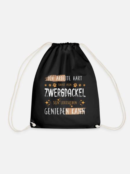 Retro Arbeite Hart Zwergdackel Dackel Luxusleben - Turnbeutel - Schwarz
