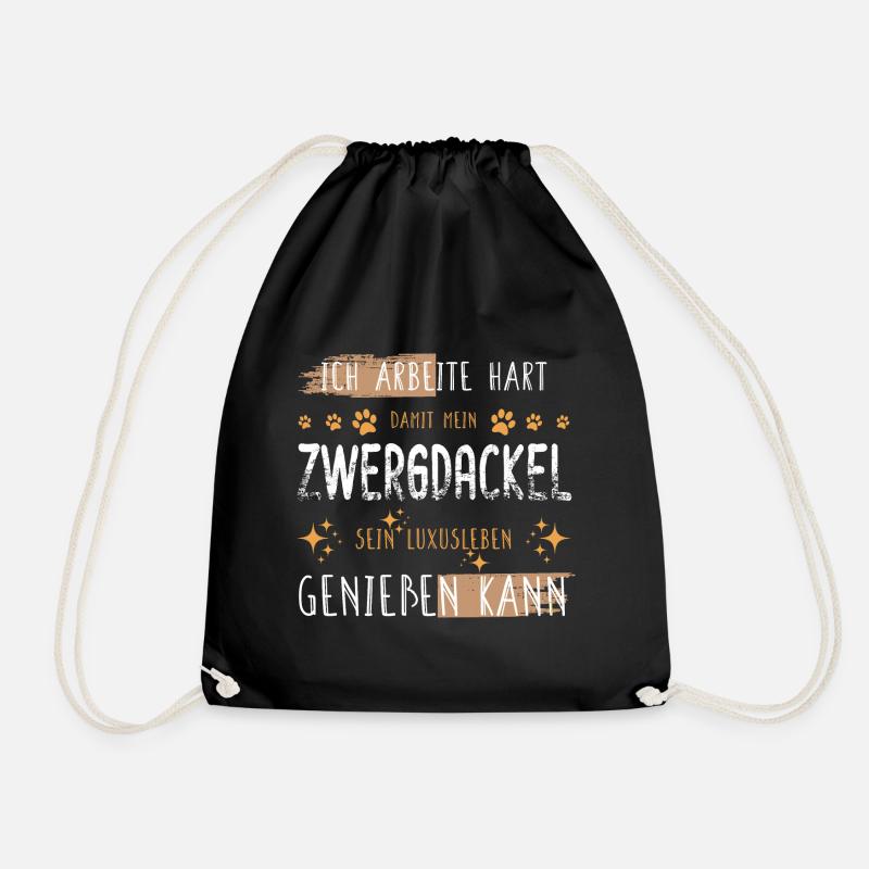 Retro Arbeite Hart Zwergdackel Dackel Luxusleben - Turnbeutel - Schwarz